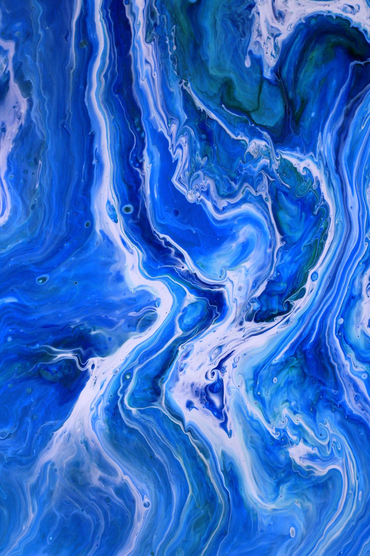Blue and white marbled decorative epoxy finish detail